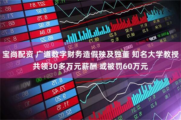 宝尚配资 广道数字财务造假殃及独董 知名大学教授共领30多万元薪酬 或被罚60万元