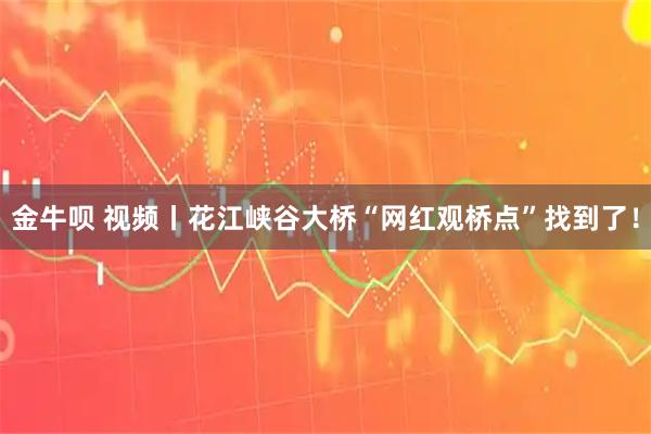 金牛呗 视频丨花江峡谷大桥“网红观桥点”找到了！