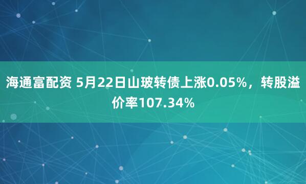 海通富配资 5月22日山玻转债上涨0.05%,转股溢价率107.34%