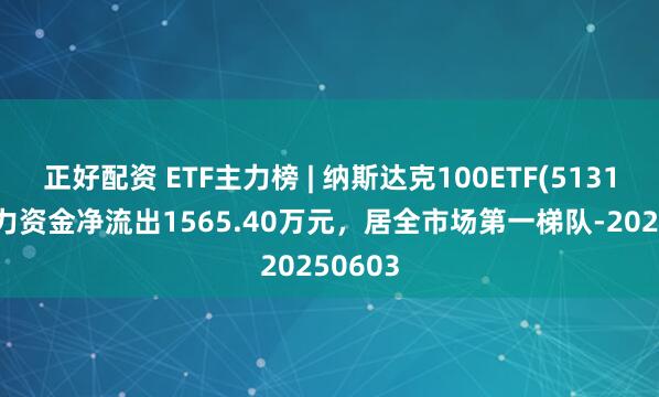 正好配资 ETF主力榜 | 纳斯达克100ETF(513110)主力资金净流出1565.40万元，居全市场第一梯队-20250603