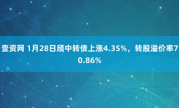 壹资网 1月28日颀中转债上涨4.35%，转股溢价率70.86%